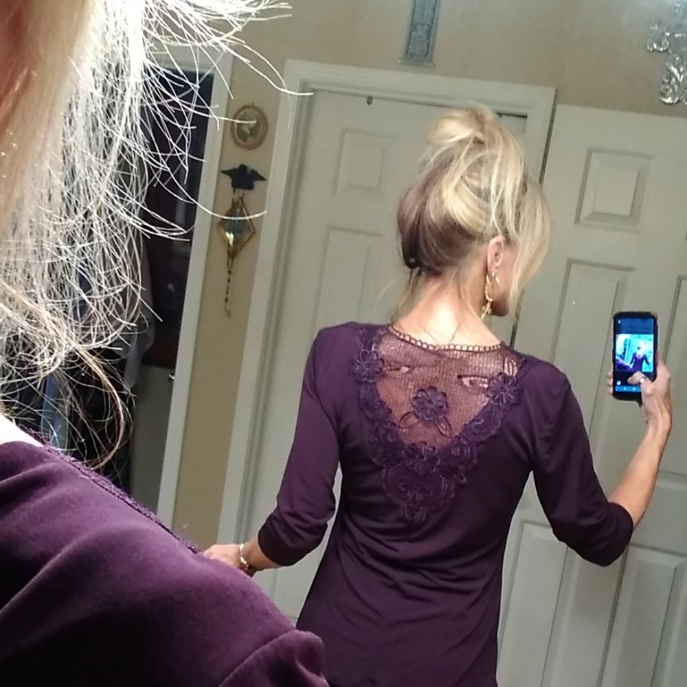 💐💕 beautiful purple size large lace inset shirt - Picture 4 of 5